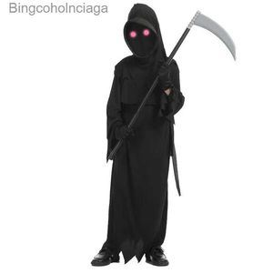 Theme Costume Halloween children's horror skeleton ghost red eye death come sickle ghost dark messenger ghost come suitL231013