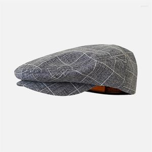 Berets 2022 homens sboy chapéu vintage primavera outono casual boné liso xadrez algodão masculino motorista mulheres gatsby gorras bjm67217f