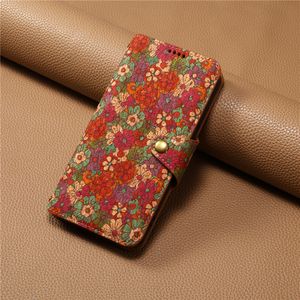 Folio Graffiti Flower Phone Case for iPhone 15 Plus 14 13 12 Pro Max Samsung Galaxy S23 Ultra A24 Google Pixel 7 7Pro 7A 8 8Pro 6 6A 6Pro Ethnic Style Wallet Bracket Shell