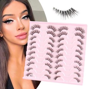 False Eyelashes 20 pairs Natural Faux Eyelash Handmade Fluffy Mink Half Eye Hair Makeup Cosmetic 3D Cilias Lashes Cateye 231012