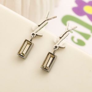 Letter diamond earrings designer earings luxury earring orecchini stainless steel pendant rectangle crystal dangle stud earring fashionable lady zb074