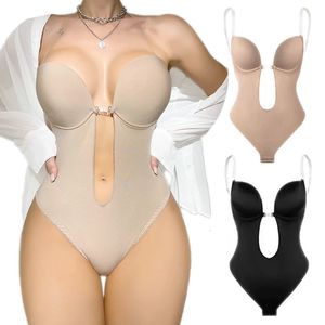 Midja mage shaper kvinnor full kropp bh rygglös bodysuit thong osynliga shapers kontroll formträbjörnar mantel bantning underkläder 231012