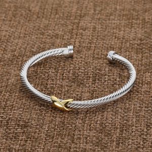 Hot sales DY twisted designer bracelet classic luxury dy open bangle for women fashion jewelry gold silver Pearl cross Vintage jewelry party wedding gift wholesale