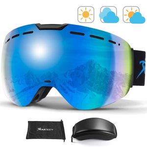 Óculos de esqui snowboard mulheres homens óculos de esqui otg uv400 proteção anti nevoeiro óculos de neve adulto duplo espelho esférico magnético 231012