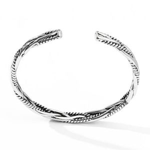 Bangle Retro Antiga Prata Cor ed Pulseira Pulseira Unissex Jóias Moda Criativa Abertura Casal Gift321L