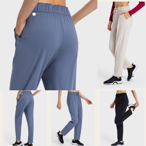 LU-1574 Women High Waist Yoga Pants Sport Quick Dry Drawstring Pants Sportswear Woman Gym Fitness Running Pants