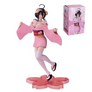 Mascot Costumes 18cm Overlord Anime Figure Albedo Sakura Kimono Girl Action Figure PVC Collectible Modele Doll Classic Ornaments Prezenty