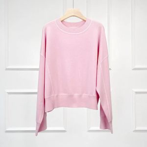 Kadın Sweaters Naizaiga Çift Side Örgü Uzun Kollu Gevşek Sıkıştırma Katı Pembe Kadınlar Yün Kazak Kız Moda Külepleri WLHL24 231012