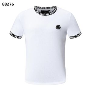 PP Modna męska projektant Slim Tee Fit Casual Rhinestone okrągła szyje czaszki nadruk Tops Streetwear Polos M-XXXL P1022190F