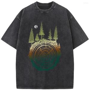 Herr t-skjortor färgglada trädring män tvättade t-shirt bomull 230 g sommar lös casual blekad tshirt nyhet mode blekskjortan toppar tee tee