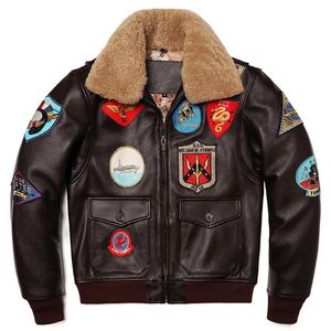 Herrläder faux militärkläder G1 Flight Jacket Tjockning quilted100 Cowhide Jackor Men Coat Winter Overrock M212 Drop 231012