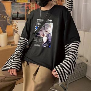 T-shirt da uomo Jujutsu Kaisen Anime T-shirt Uomo Donna Harajuku Split Face Inumaki Toge Tees Manica lunga Autunno Vintage Striped