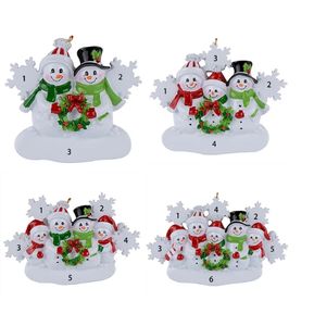 Familie von 4 personalisierten Legierungs-Weihnachtsdekorationen Schneemann-Weihnachtsbaumschmuck