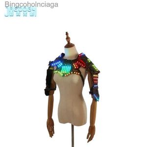 Tema traje iluminação led vem adequado para noite palco mostrar festa adereços halloween cosplay colete fluorescente armorl231013