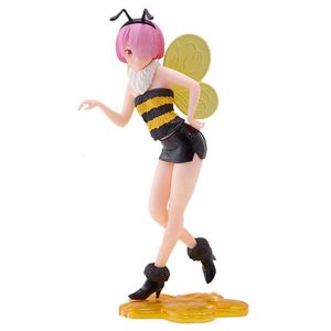 Trajes de mascote genuínos 18 cm Anime Figura Ram Re: vida em um mundo diferente de Zero Little Bee Antropomórfico Modelo Boneca Brinquedo Presente Caixa de coleta