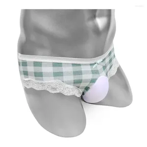 UNDUPTS Ekose sissy penis torbası külot seksi erkekler kısa iç çamaşırı dantel pamuklu softy komik sevimli yetişkin erotik kostüm bikini