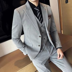 Men's Suits Autumn Winter Men (suit Waistcoat Trousers) Suit Three Pieces Of British Business Fashion Gentleman Leisure Set