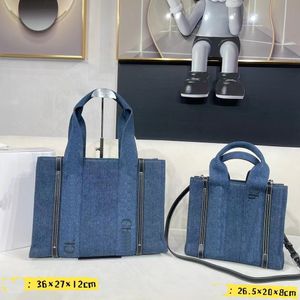 Inverno nova edição exclusiva denim lona sacola de compras clássico estilo rua moda designer bolsa de ombro crossbody saco grande capacidade saco cosmético saco múmia