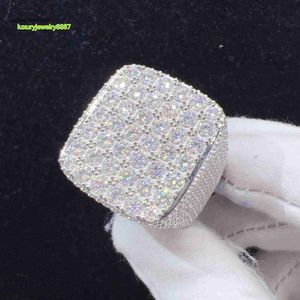 Fashion fine jewelry vvs moissanite iced out rings men gold plated sterling silver diamond hip hop ring