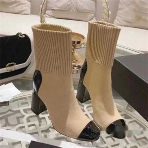 Channel Top-quality Chanelity leather CHANEI letters printed Casual Shoe boots Boots lady High-heeled boot