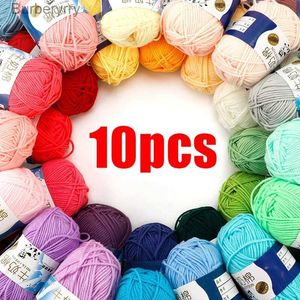 İplik 10pcs süt pamuk örgü örme iplik yumuşak harmanlanmış pamuklu tığ işi iplik el örtüsü süveteri bebek ipliği 500g/setl231013