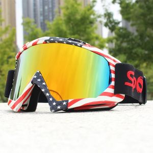 Outdoor Eyewear American Flag Motorcycle Goggles Cycling MX Off Road Ski Sport ATV Dirt Bike Racing Glasses for Motocross 231012