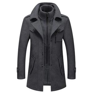 Giacca da uomo in misto lana Autunno Inverno Cappotto lungo antivento da uomo Cappotto casual spesso slim fit maschile 231012