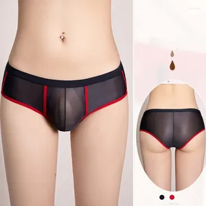 Underpants Men Briefs Satin Glossy Slim Underpant Bulge Pouch Low Waist Panties Underwear Oil Shiny Stretch Sexy