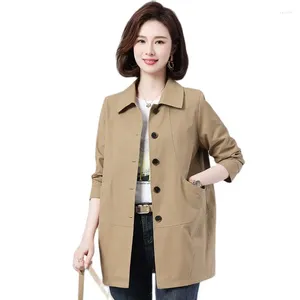 Women's Trench Coats Jacket Korean 2023 Spring Autumn Middle-aged Causal Windbreaker Female Single-breasted Basic Outwear Woman