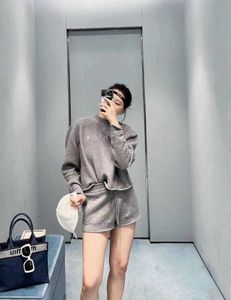 2023 Autumn New Product College Age Reducing Knitted Pullover Sweater High Waist Shorts Casual Set Women's