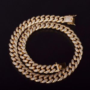 Кубинское ожерелье из циркона 12 мм, цепочка в стиле хип-хоп, ювелирные изделия, золото, серебро, медь, материал CZ, застежка, мужское ожерелье, звено 18-28inch307b