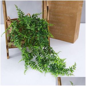 Flores decorativas jardim folhas verdes decoração de festa plantas falsas para decoração ao ar livre hera samambaia artificial persa falso videira dhwdt