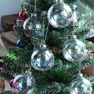 Decorações de Natal 20pcs Natal Clear Baubles Transparente Fillable Balls 8cm Árvore de Natal Pendurado Ornamento Casamento Mas Party Home Decor 231013