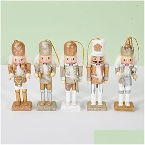 Decorações de Natal Natal Decoração de Casa de Madeira 12cm Nutcracker Fantoche Soldados para Ornamentos Criativos e Feative Parrty Home Dhmqt