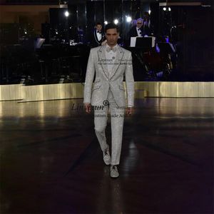 Abiti da uomo Glitter in rilievo Uomo con risvolto con risvolto Smoking da sposo da sposa Slim Fit Lucido maschio Prom Party Blazer 2 pezzi Set Costume Homme