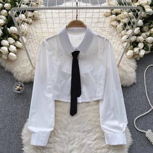 Damskie bluzki damskie wierzchołki i swobodny lampion z rękawem Blusas femininas polo kobieta elegancka bluzka koreańska moda moda