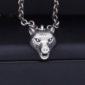 Vintage 925 Sterling Silber Halskette Herren Anger Forest Serie Wolf Kopf Anhänger Halskette Wild AJ Männer und Frauen Paare neckl289c