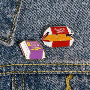 Broszki pudełko hamburgera dla kobiet odznaka fast food smażone kurczak emalia plecak ubrania lapowe prezenty biżuterii hurtowe