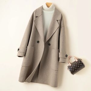 Women's Wool Blends Autumn and Winter 100 Pure Double Sided Cashmere Coat Mid Length Suit 231012