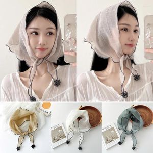 Lenços all-match triângulo cachecol mulheres algodão linho cor sólida lenço de cabelo decorativo hijabs ao ar livre bandanas headwrap
