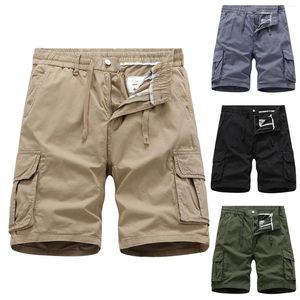 Herren-Shorts für Herren, Sommer, modisch, lässig, locker, mit mehreren Taschen, solide, für junge Männer, Sport, kurzes Training, Stretch