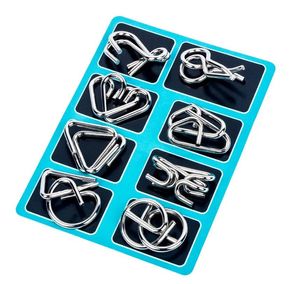 Chinese Puzzle Games 8pcs/set 3D Montessori Puzzle Wire IQ Mind Brain Puzzles for Children Adults Anti-Stress Toys Kids Gifts