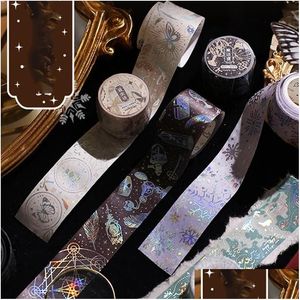 Gift Wrap Gift Wrap Starry Universe Snow Gold Foil Washi Tape 30Mm Wide Japanese Masking For Scrapbook Journal Planner Arts Crafts Hom Dhgwb