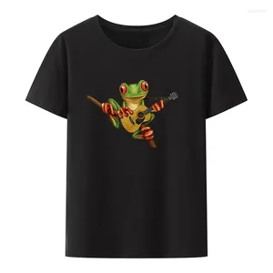 Men's T Shirts Frog Guitarist Cotton T-shirts Graphic Tshirts Novelty Camiseta Hombre Leisure Street Fashion Cool Casual Camisetas