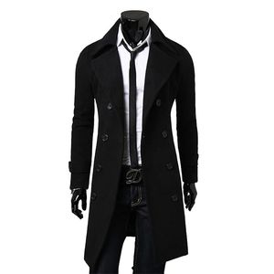 Men's Wool Blends Double Breasted Windproof Cotton Coat Blended Long Woolen Slim Fitting Solid Color Highquality Business 231012