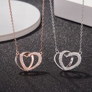 Elegante amor coração pingente colares designer zircônia cúbica s925 corrente clavicular qualidade superior jóias presentes j181 para mulher