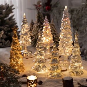 Christmas Decorations Tree Glass Night Light For Home Xmas Romantic Holiday Atmosphere Arbol De Navidad Ornaments LED Luminous Decoration