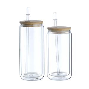 20 oz 12oz 16oz Tumbler With lid and Straw Clear Frost Water Bottles Sublimation Blanks Beer Mug Can Glass Tumbler Glass Cup