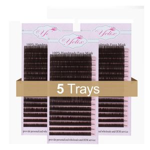 Cílios Postiços Individuais Extensão de Cílios Postiços Cílios Vison Cílios Falsos Cilios Posticos Natural Faux Cils Eye Lash Wimpers Conjunto 5 pçs / lote 231012