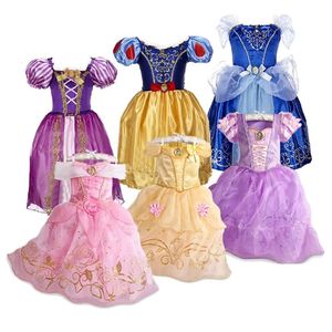 Flickor klänningar rapunzel kostym barn anna aurora sommar fancy prinsessan klänning barn halloween jul födelsedagsfest 38 år 231013